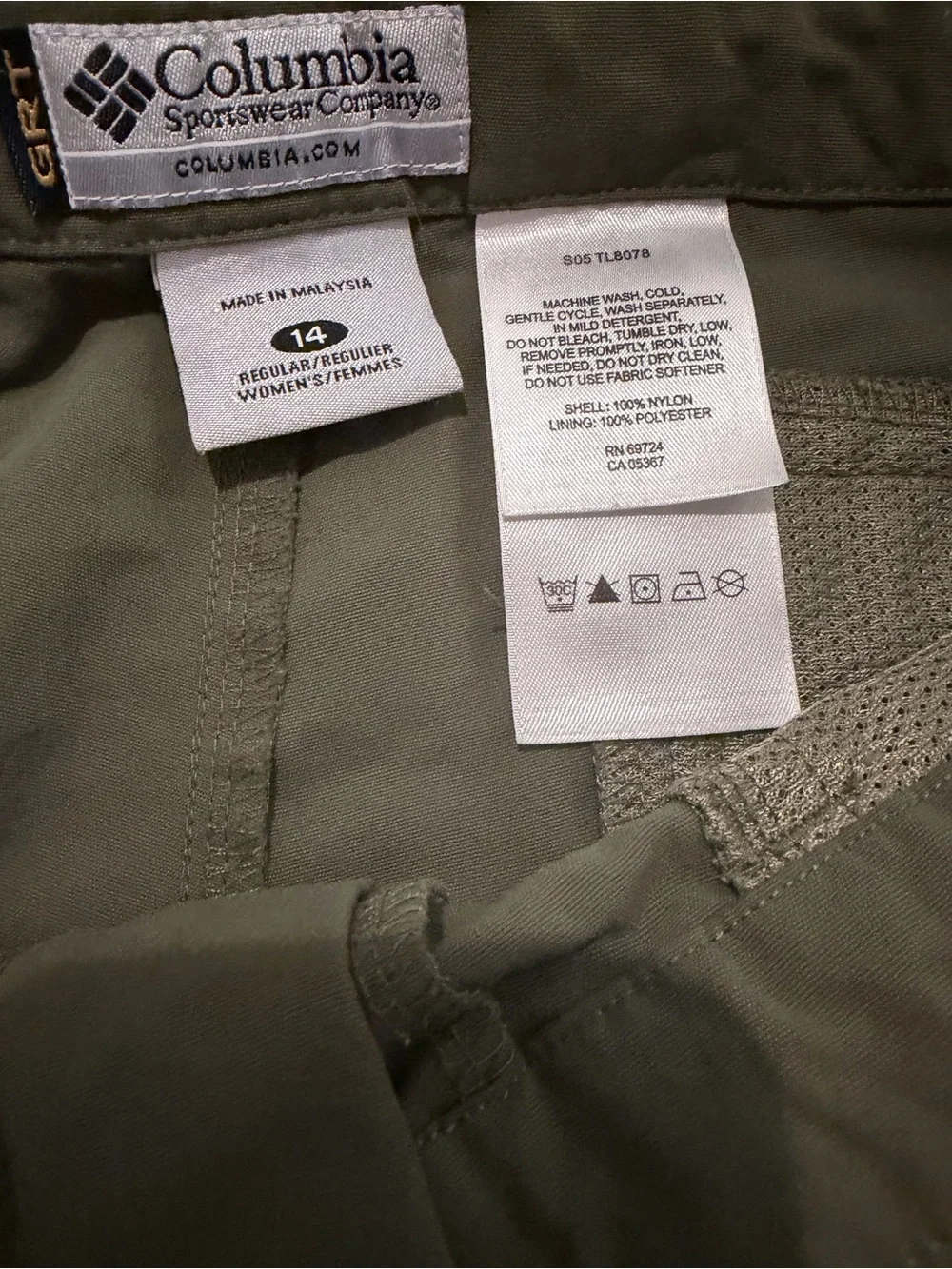 Columbia Olive Green Women’s Cargo Pants Size 14
